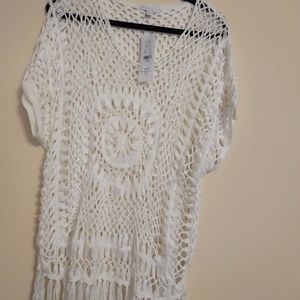 NEW New York & Company XL White Crochet Top